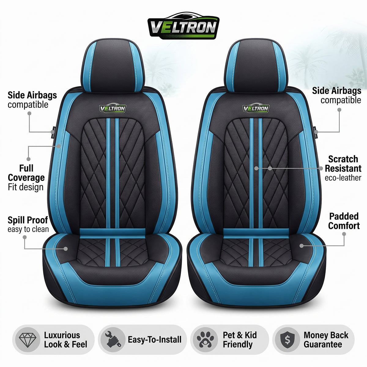 Black & Blue Car Seat Covers