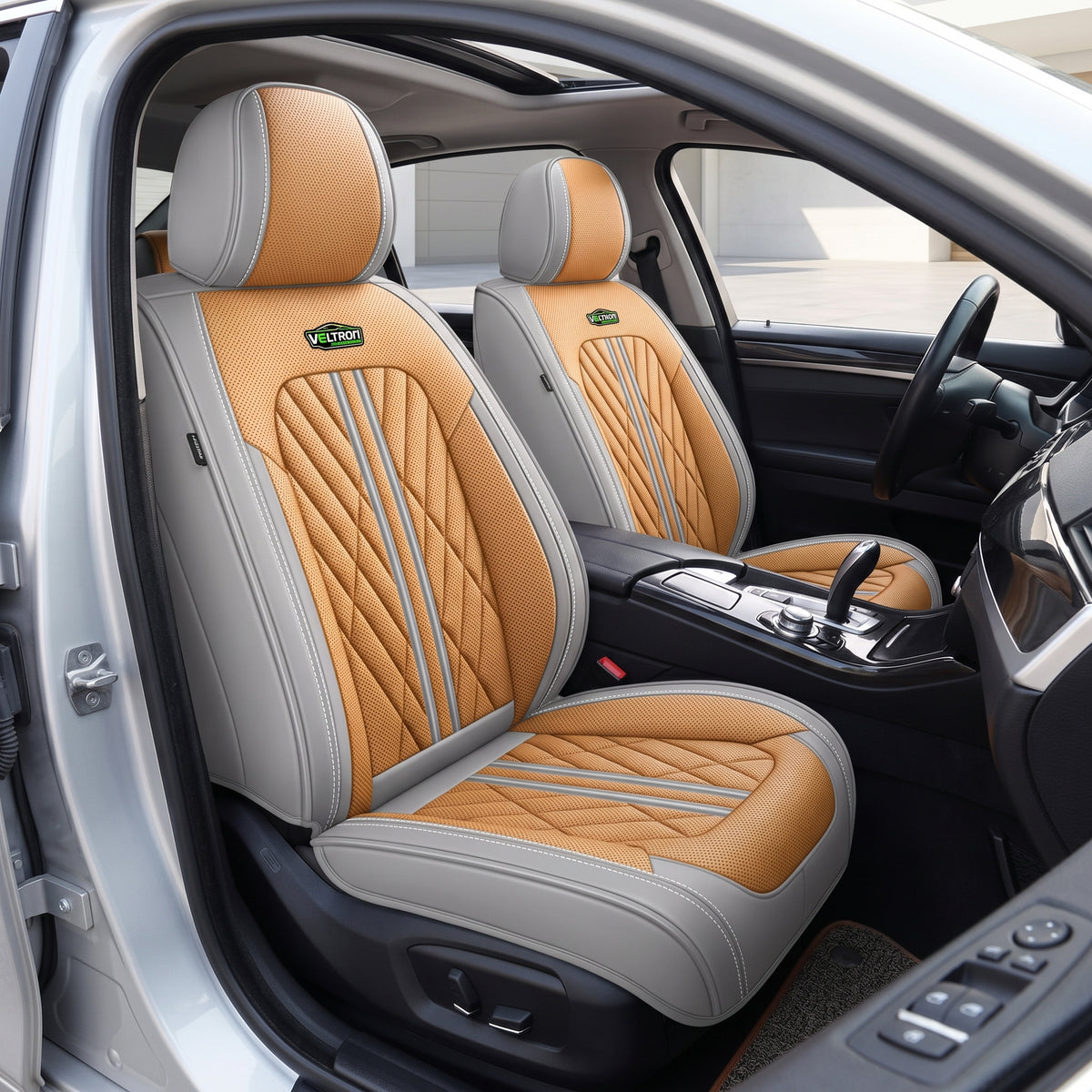 Brown & Gray Car Seat Covers