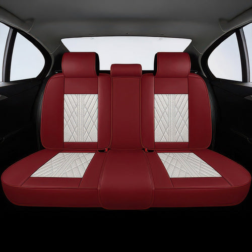 Beige & Red Car Seat Covers