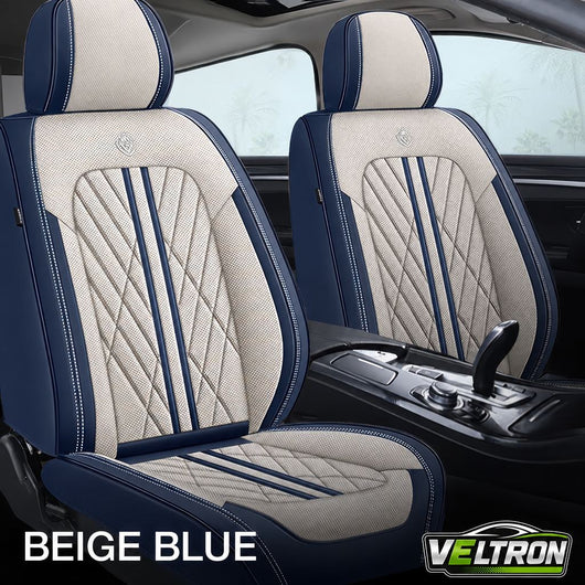 Beige & Blue Car Seat Covers