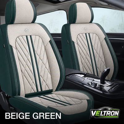 Beige & Green Car Seat Covers